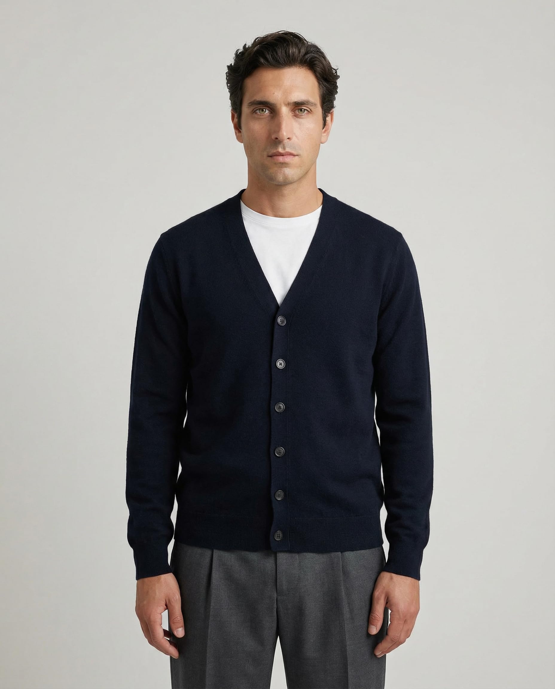 Diana Studio - Basic Cardigan, Herren, 100% Merinowolle, Langarm, Normale Passform