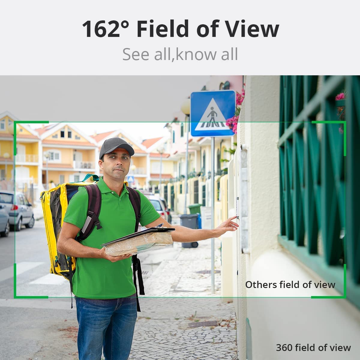 360 Videocitofono WiFi Senza Fili, 5MP Video Campanello con Suoneria, 2.4/5GHz WiFi, Rilevamento Umano, Rilevamento Pacchi, Audio Bidirezionale, IP66 Impermeabile, 8GB Archiviazione Locale Gratuita