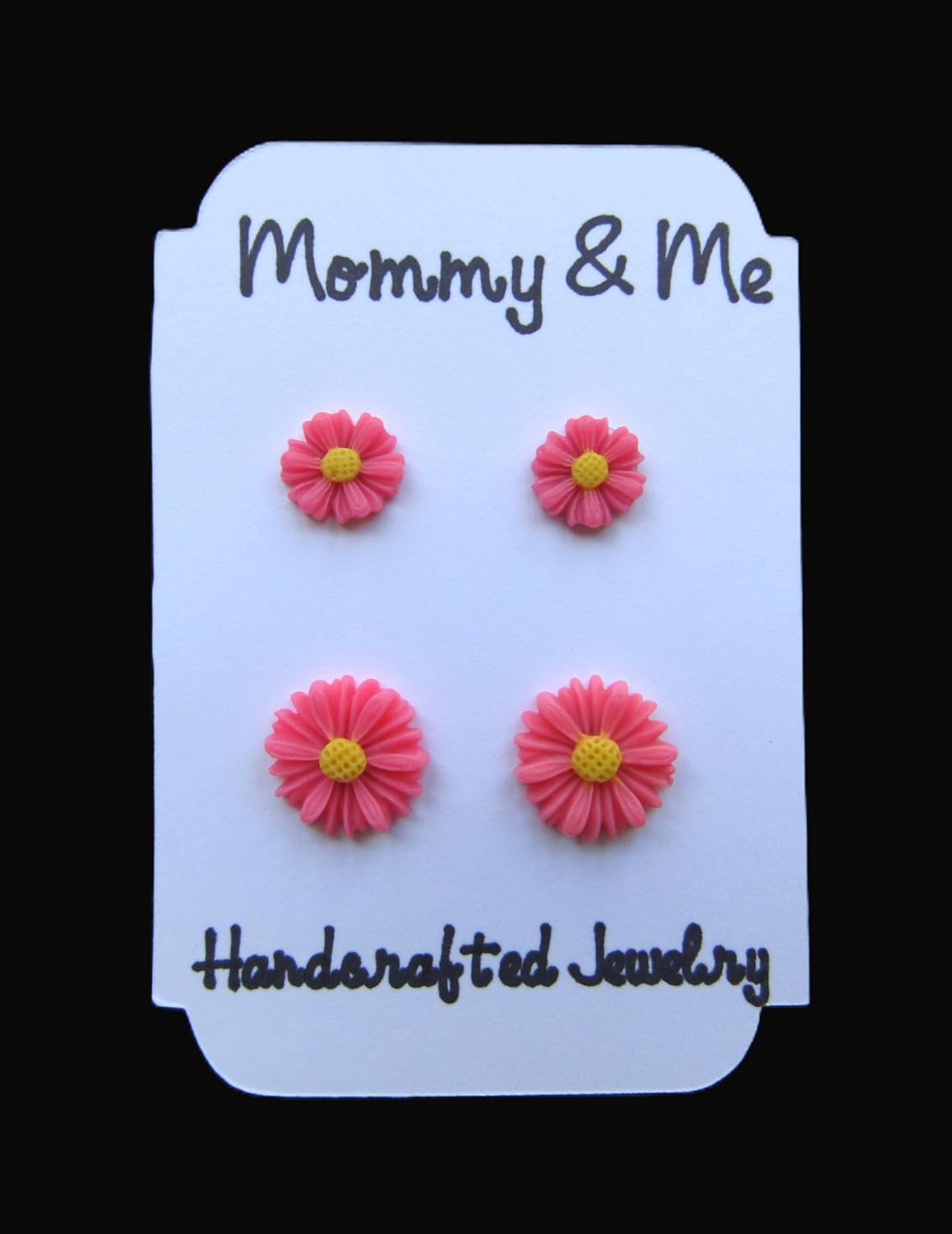 Mommy and Daughter Coral Daisy Stud Earrings, Mother Daughter Matching Flower Jewelry