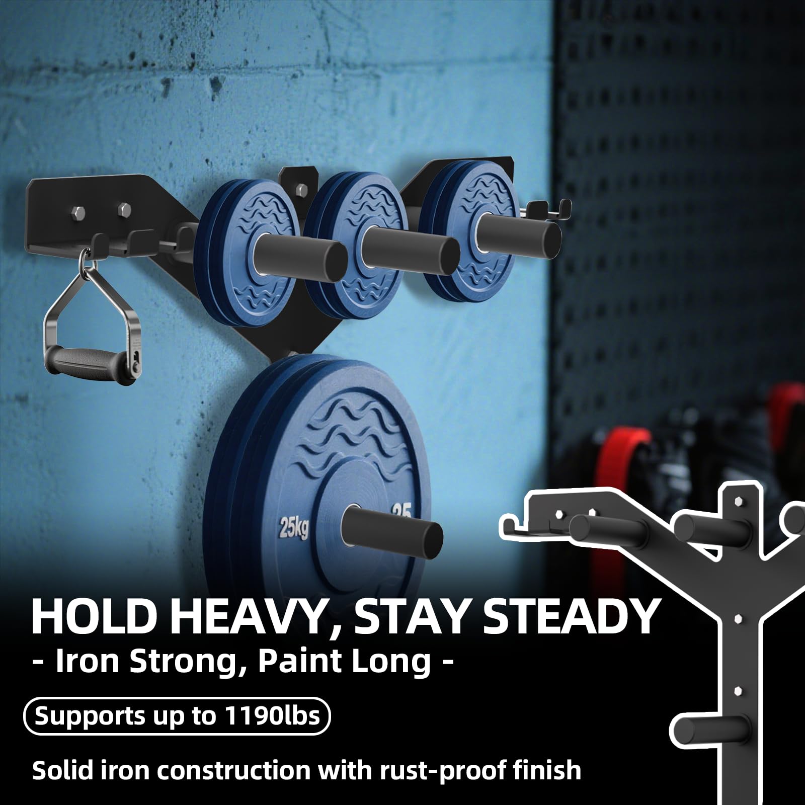 Amazon.co.jp: 壁掛けウェイトプレートホルダー&バーベルラック | バー