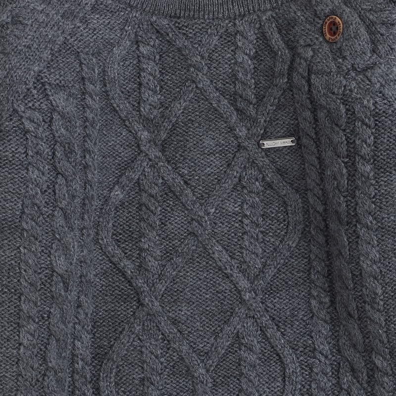 Yellow Apple Kids Woolen Warm Sweater Full Sleeve with Round Neck for Boys Grey 1