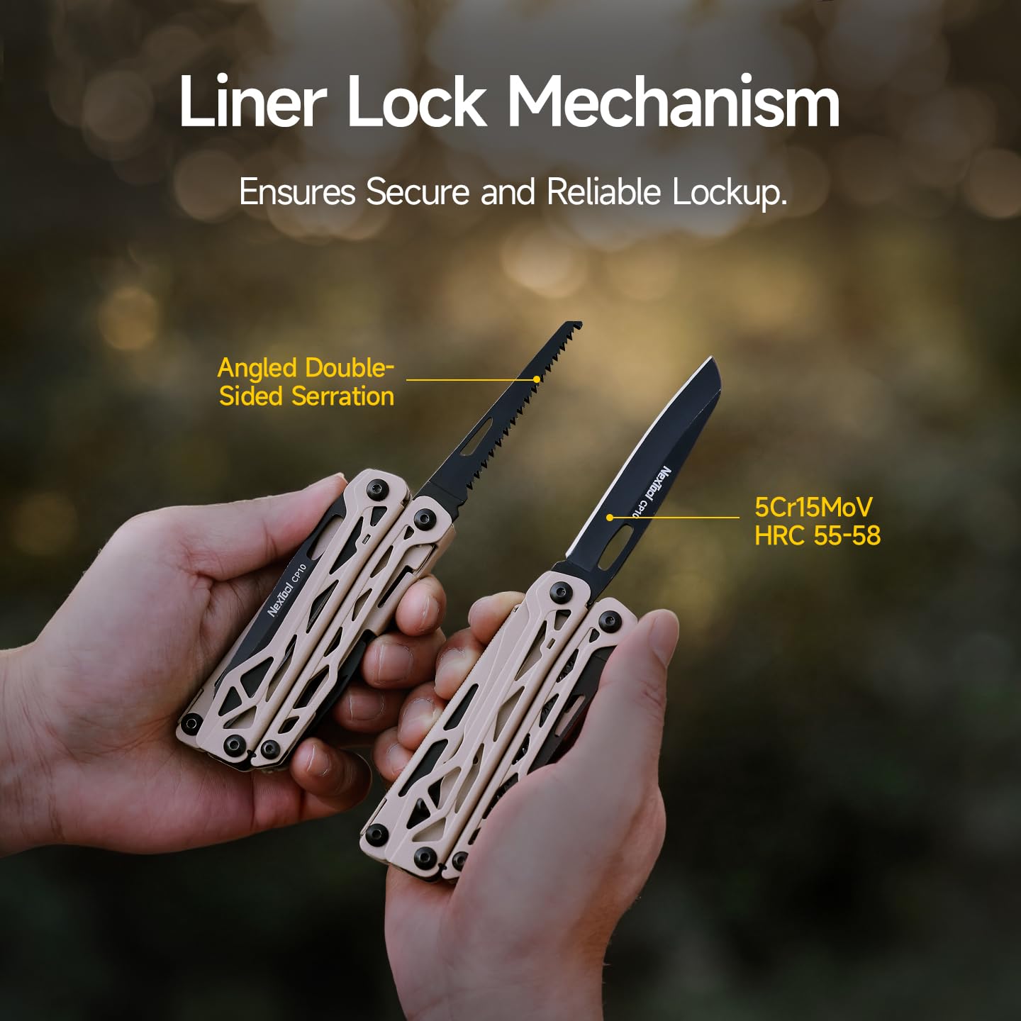 NexTool Camper CP10 Multitool, 12-in-1 Outdoor Multitool mit Schere, Feuerstarter, Zeltnagelzieher, verriegelbarem Messer & Säge, EDC Ausrüstung für Camping, Wandern, Backpacking, Geschenk für Männer