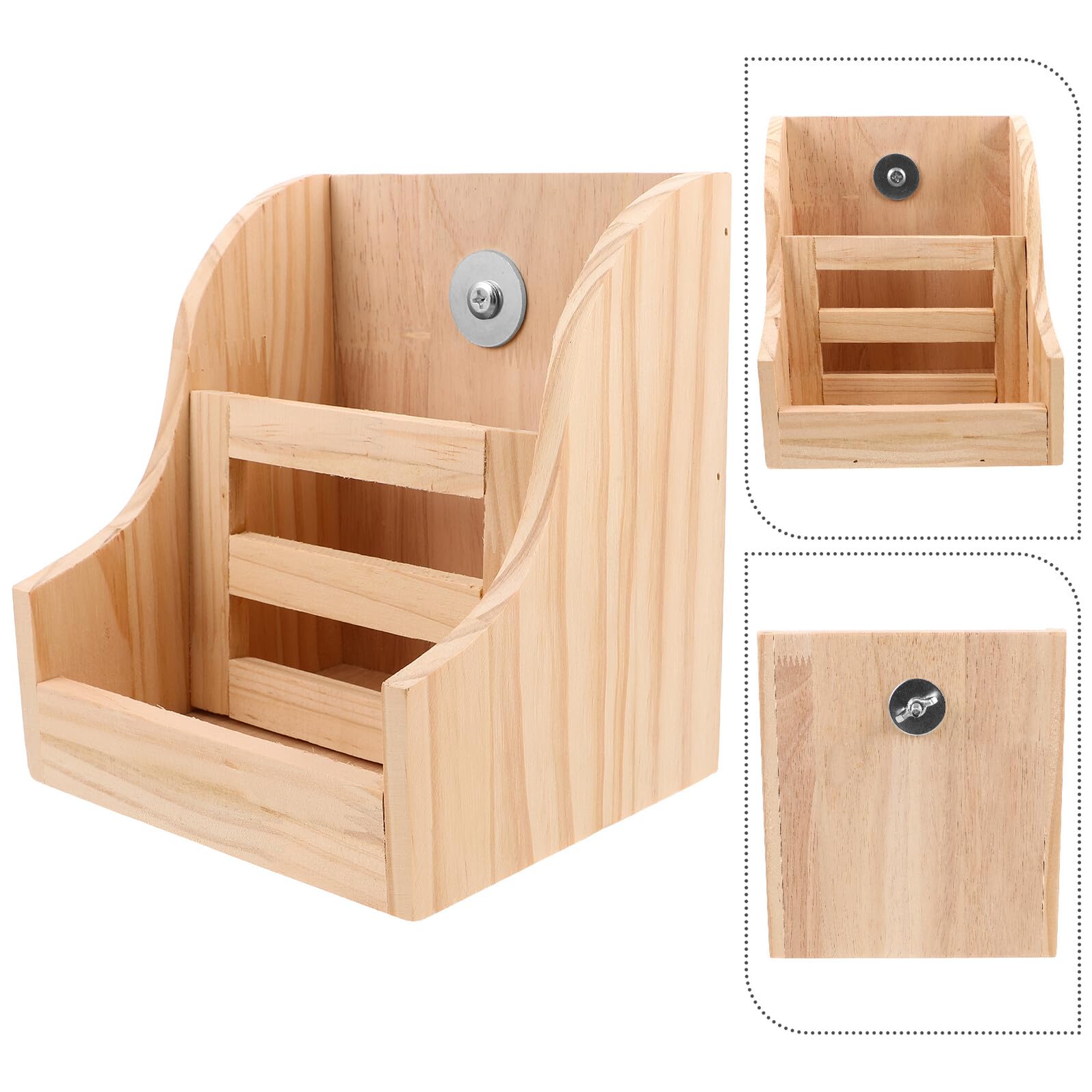 Holz Heuraufe mit Napf 2-in-1, Feste Montage für Kleintiere