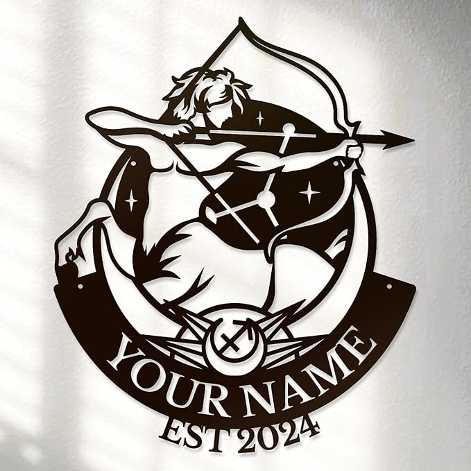 Personalized The Zodiac Wall Decor Name Sign ,Black Custom Shed The Zodiac Home Metal Wall Art Decor Plaques,Outdoor wall Decorative Signage (Sagittarius)
