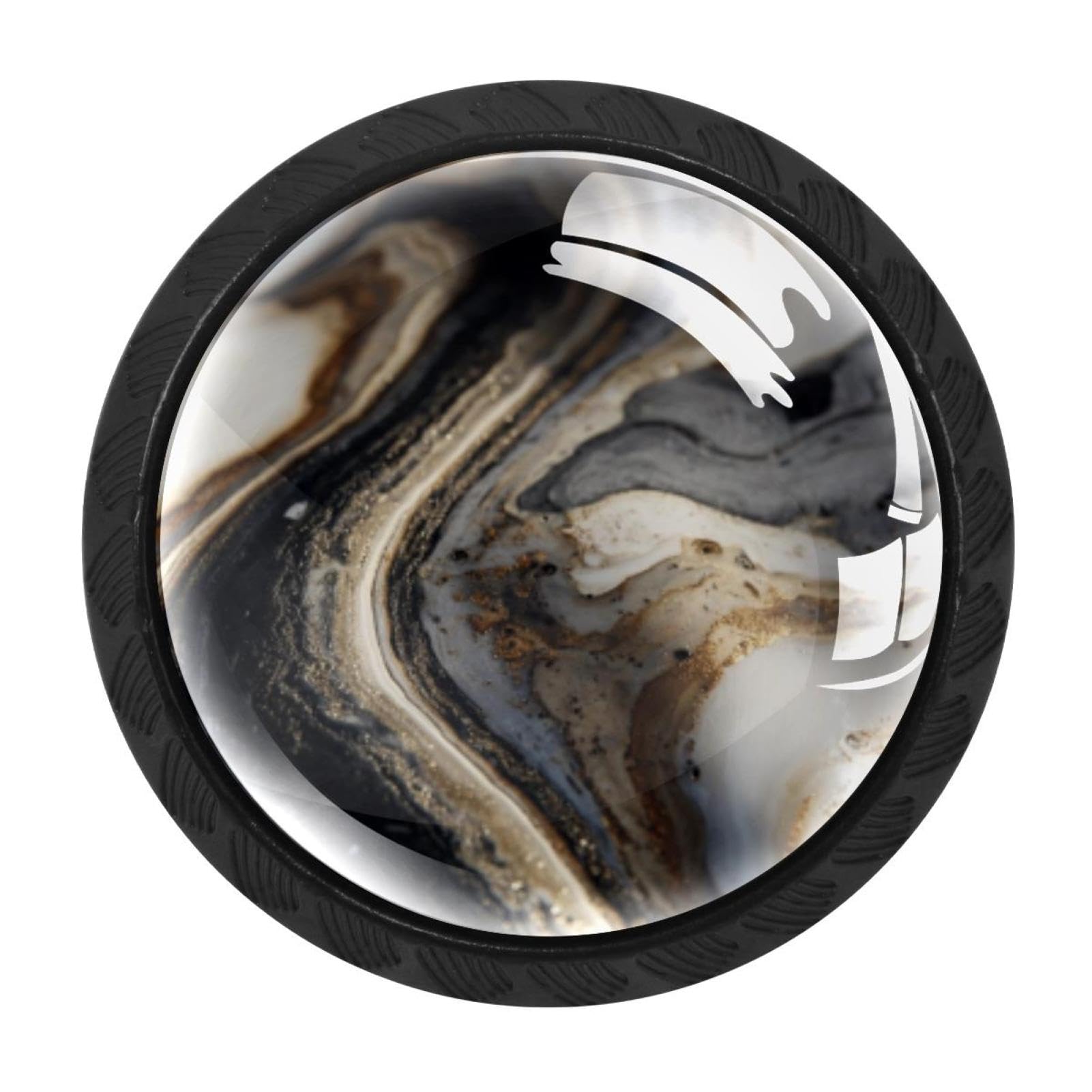 CHENZZZZ 4 Pieces Marble (4) Drawer Knobs, 35mm Black Cabinet Knobs, Drawer Pulls and Knobs, Dresser Drawer Knobs, Cabinet Hardware Kitchen Cabinet Knobs