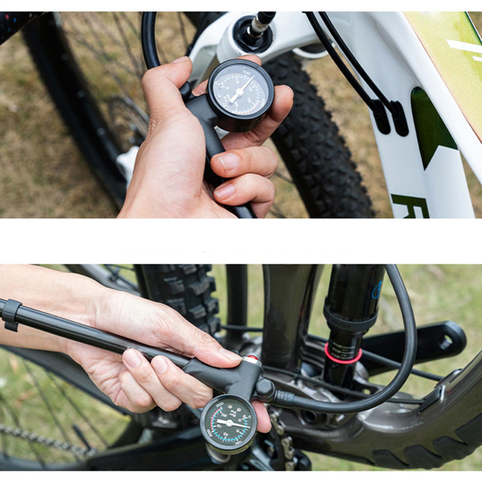 Pompe d'amortisseur pour vélo tout-terrain Accessoires et accessoires de vélo portables | Pompe d'amortisseur pour vélo tout-terrain et pompe à pneu avec manomètre pour l'entretien quotidien vélo tout-terrain