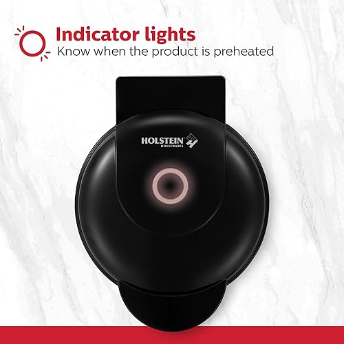 Miniatura 6 de Holstein Housewares Máquina de gofres antiadherente personal color azul waffles de 4 pulgadas en minutos
