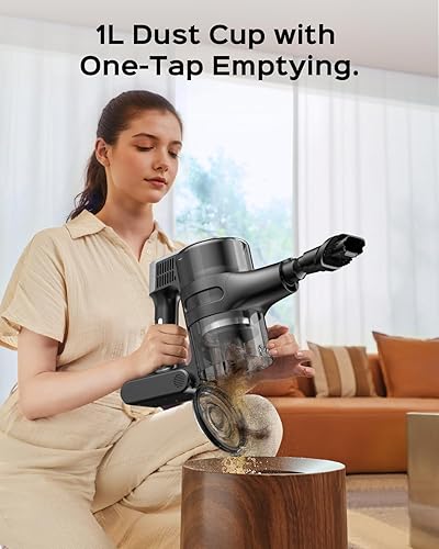 Miniatura 8 de Aspiradora inalámbrica, aspiradora ligera y recargable con cepillo 3 en 1, potente succión para suelos de alfombras y madera dura, pelo de mascotas,