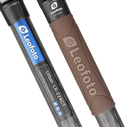 Miniatura 7 de Leofoto LX-224CT+XB-32Q Trípode de viaje, serie urbana, fibra de carbono, secciones de 4 patas, portátil y ligero, pierna reversible y columna