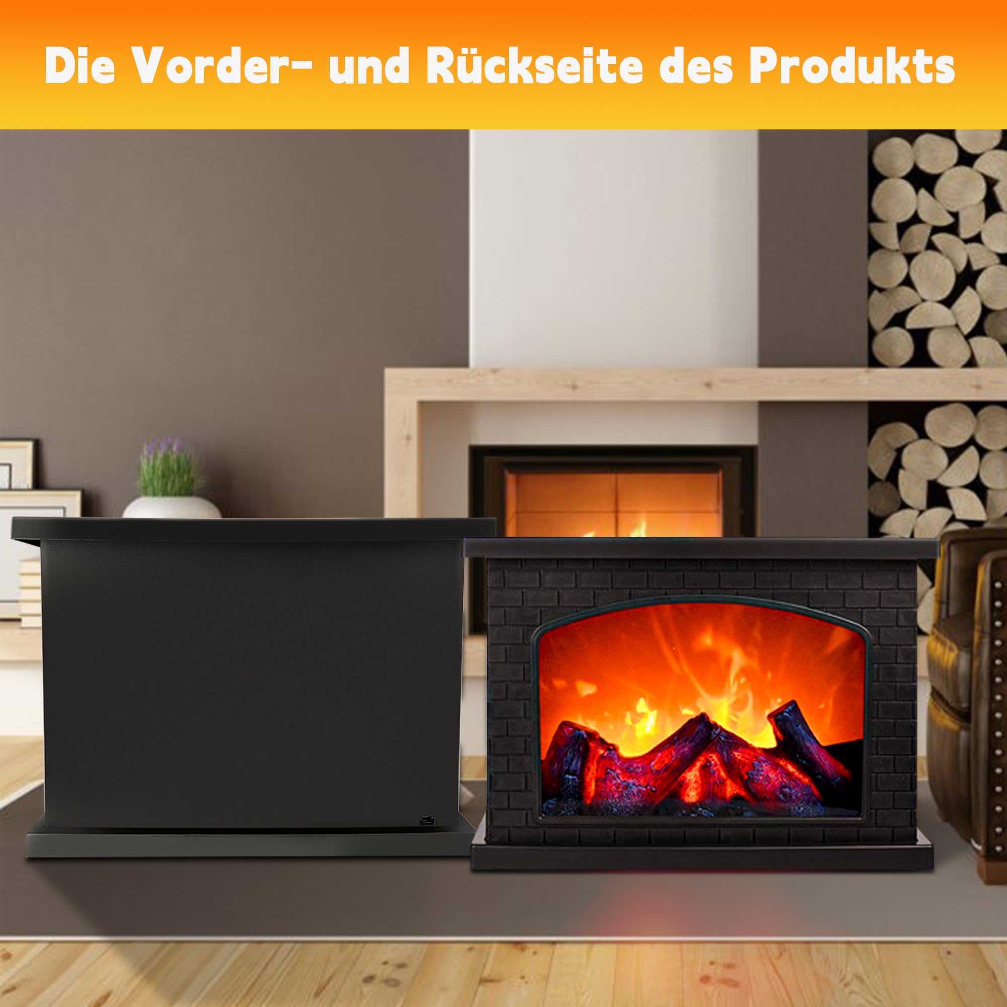 Cheminée LED, Cheminée avec commande tactile, Cheminées électriques avec effet flammes, Cheminée de table de simulation de feu de cheminée USB et alimentée par batterie, Ornement pour la maison