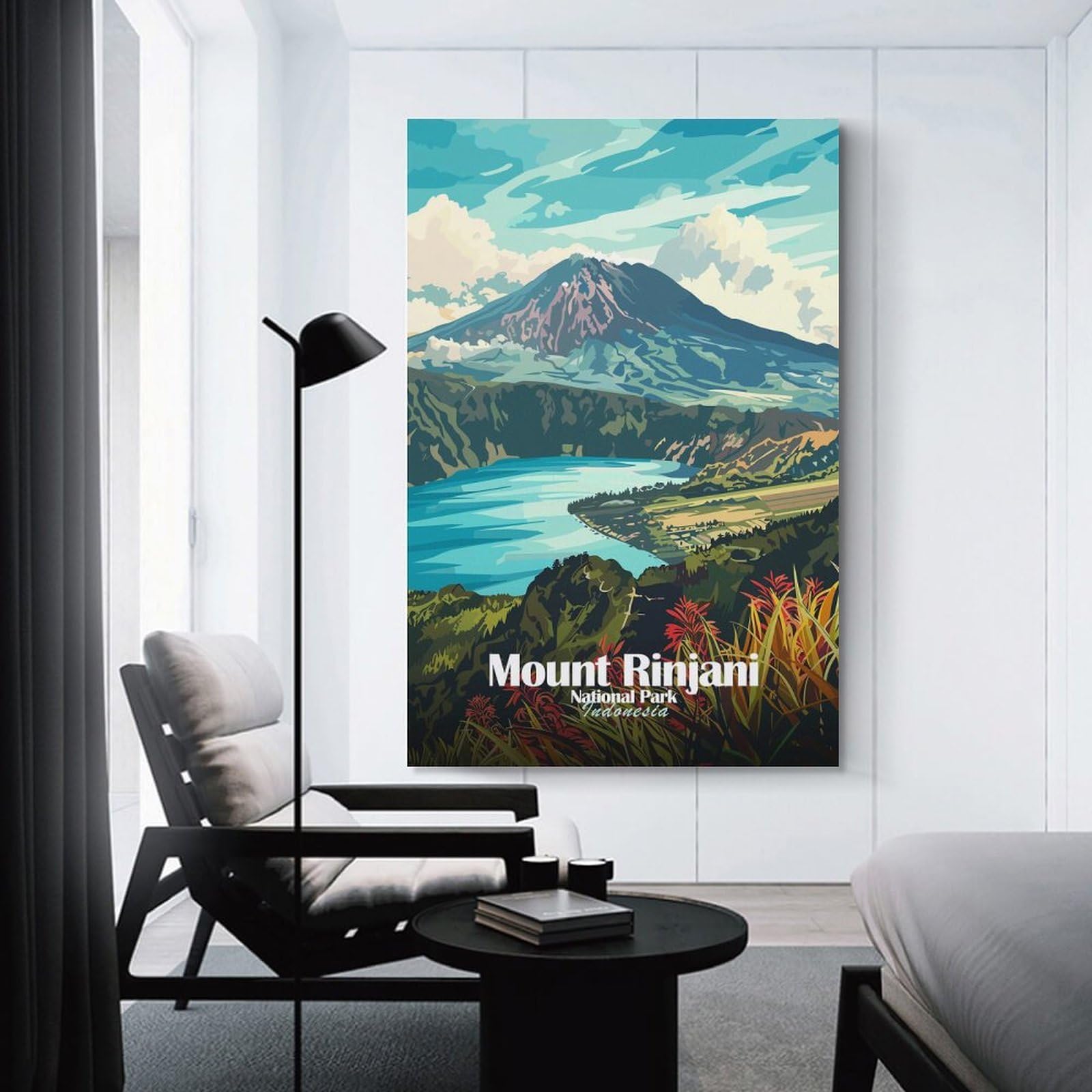 Junmoney Mount Rinjani National Park Home Decor Wall Art 20x30inch(50x75cm), for Living Room, Lounge Or Sitting Room, A Home Accent with Warm Character