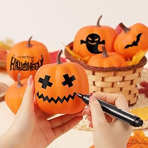 Artgar Orange Artificial Pumpkins, Harvest Decor Foam Pumpkin 8 PCS Set for Halloween Thanksgiving Fall Decorations, Realistic Faux Pumpkins for Festive Home Decor