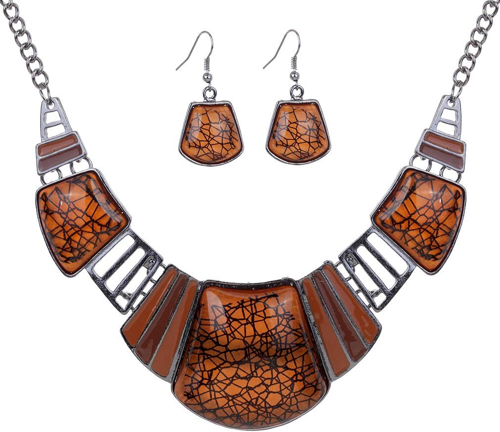 YAZILIND Vintage Ethnic Tibetan Sliver Turquoise Bib Collar Earrings Necklace Jewelry Set Women