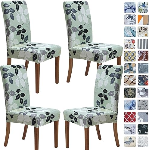 Miniatura 21 de SPRINGRICO Fundas para sillas de comedor, paquete de 6, fundas elásticas para sillas de comedor, de elastano, lavables, fundas para sillas Parsons