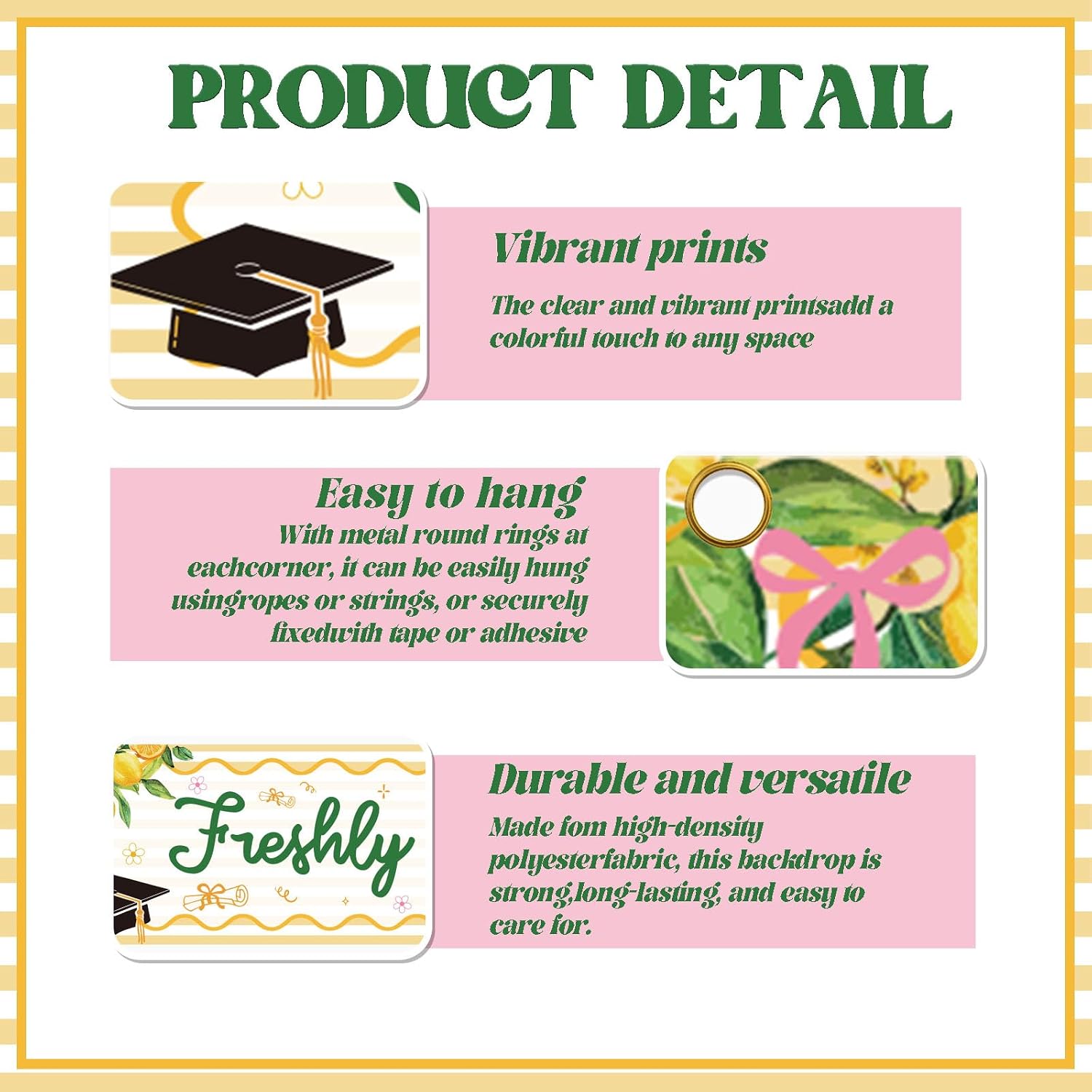 Freshly Graduated Banner Lemon Themed Graduation Decorations Graduation 2026 Yard Sign for Graduation Party Supplies Graduation Decorations 2026, 8.2 * 1.96 Ft