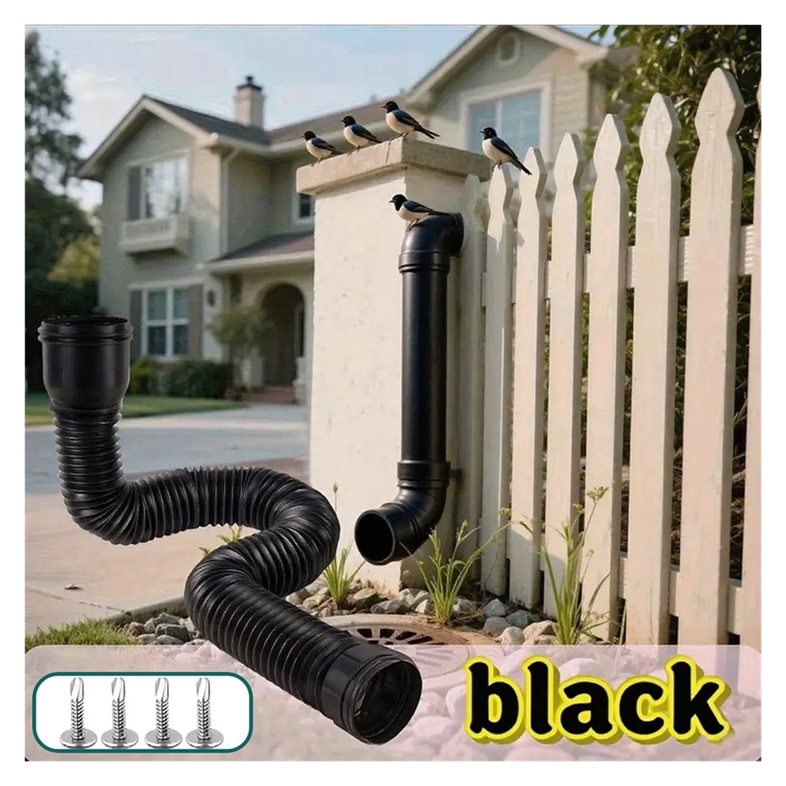 ExtensióN De CanalóN 1 Uds. Extensión de canalón de lluvia conector retráctil con tornillos extensor de drenaje Flexible tubos de canalón(White)