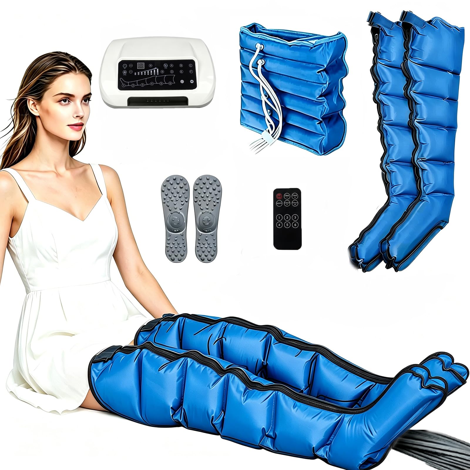 Pressoterapia per Casa, Massaggiatore Gambe Linfodrenante Timer Regolabile Elettrico Compressione Aria, Circolazione Sollievo Dolore Gambe Pesanti Lipedema Massaggio Profondo Trattamento Recupero