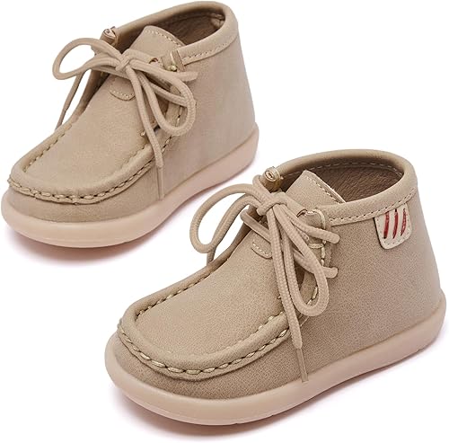 Miniatura 4 de MORENDL Botas para bebé niño y niña, zapatos de vestir antideslizantes con cordones