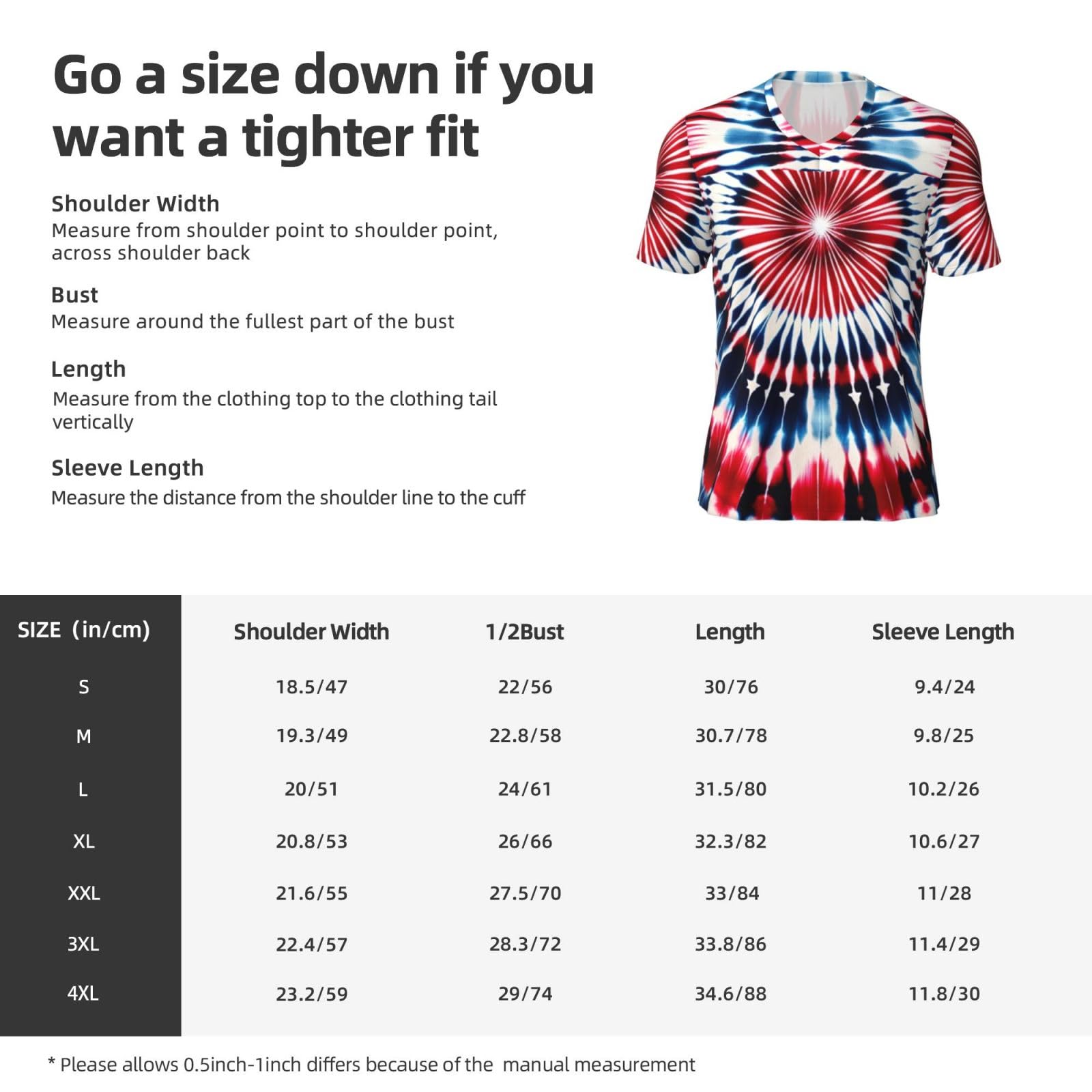 Stylish Athletic Sports Jersey Blue-Red-Tie-Dye Men's Rugby Jersey Medium