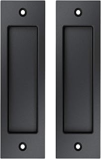 (2 Pack 6.5" Flush Pull Handle for Sliding Barn Door and Closet Pocket Doors, Rectangular Matt Black