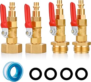 RV Winterize Blowout Adapter with 1/4" Quick Connect Plug and 3/4" Garden Water Hose Threading with Valve (4 Pack)