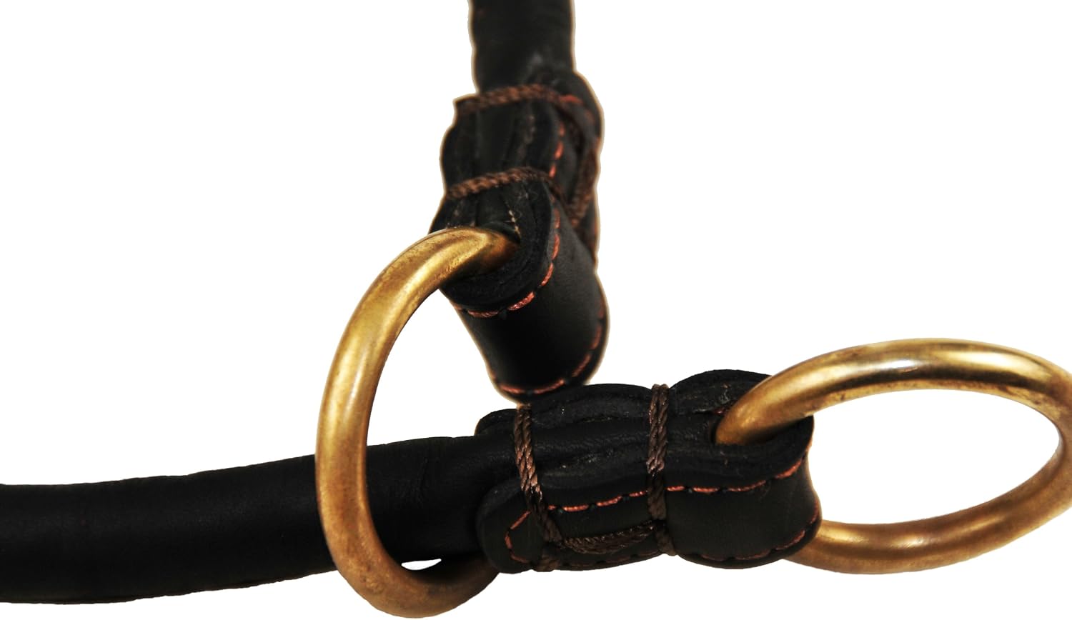 Dean & Tyler Desperado Round Leather Dog Choke Collar - Black - Fits Neck up to 18" - Solid Brass Hardware - Hand Stitched
