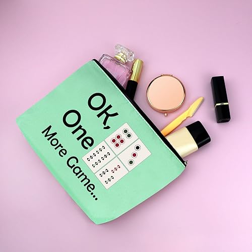 Miniatura 6 de Mxrymvu Mahjong Lovers Gift for Women Makeup Bag Mahjong Player Gifts for Friend Grandma, Verde, rosa y morado, Viajes