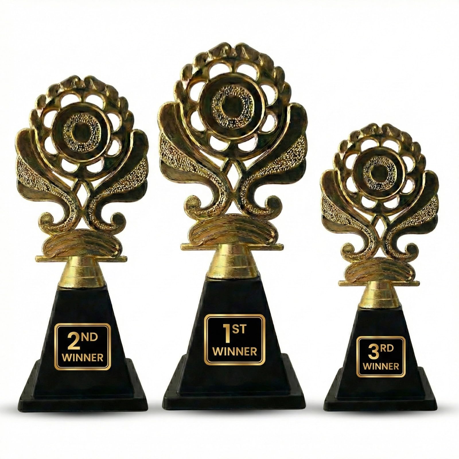 Premium Winner Trophy Set of 3 | Premium Metal Finish Awards (19 cm, 17 cm & 15 cm) | Ideal for Sports, School, Corporate & Achievement Ceremonies-picture-28