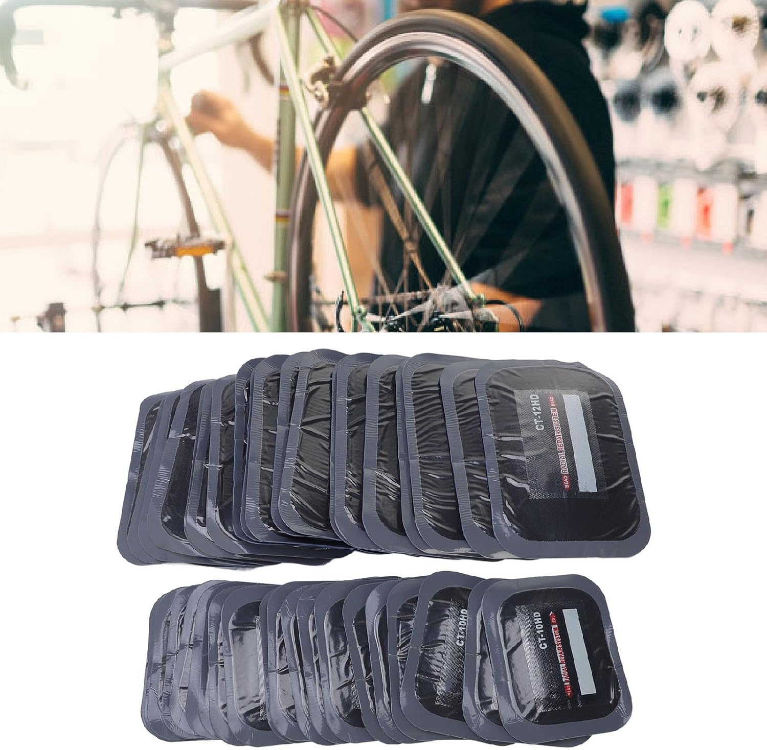 40Pcs Tire Patch Kit, Dual Sizes Rubber Thickened Strong Adhesive Tire Tube Repair Patch, Air Tightness Tire Repair Patches for Cycle Car, Includes 20pcs 120x80mm