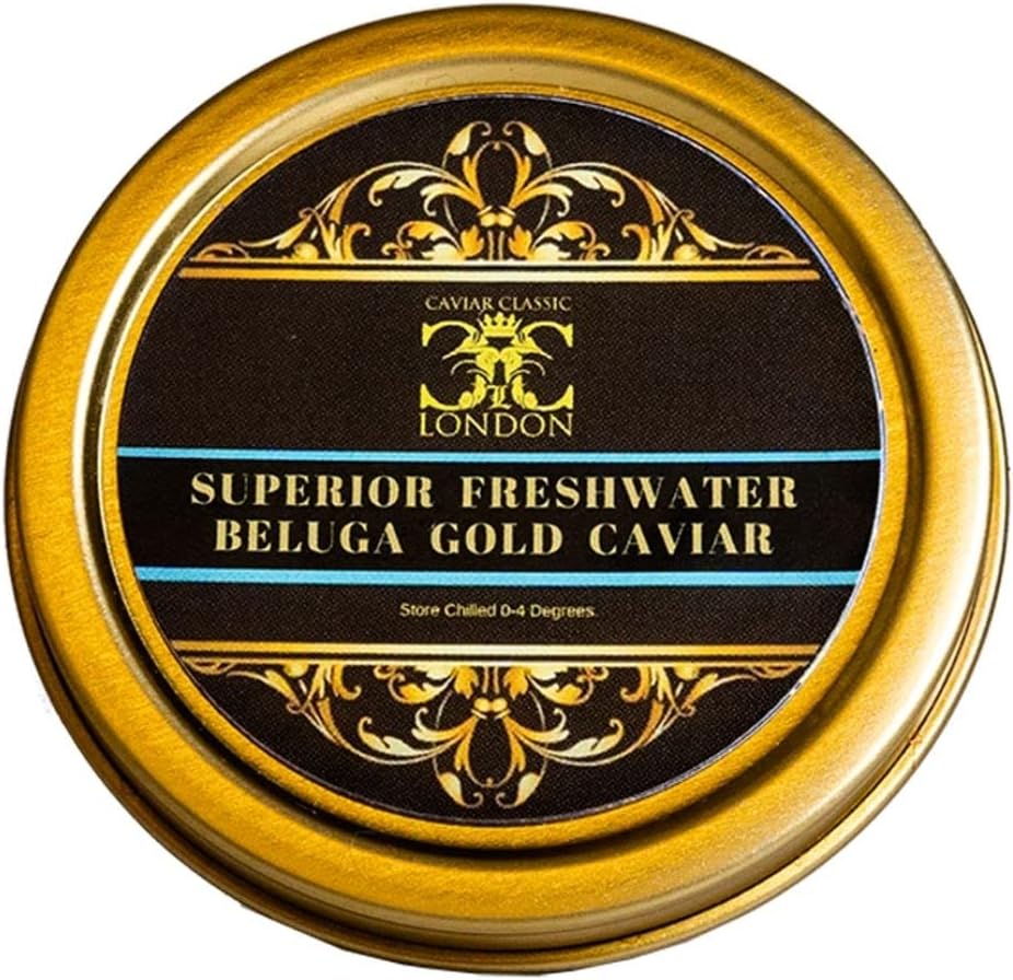 Delicious: 50 gr.Superior Freshwater Beluga Gold Caviar .Free 1-2 Day del.