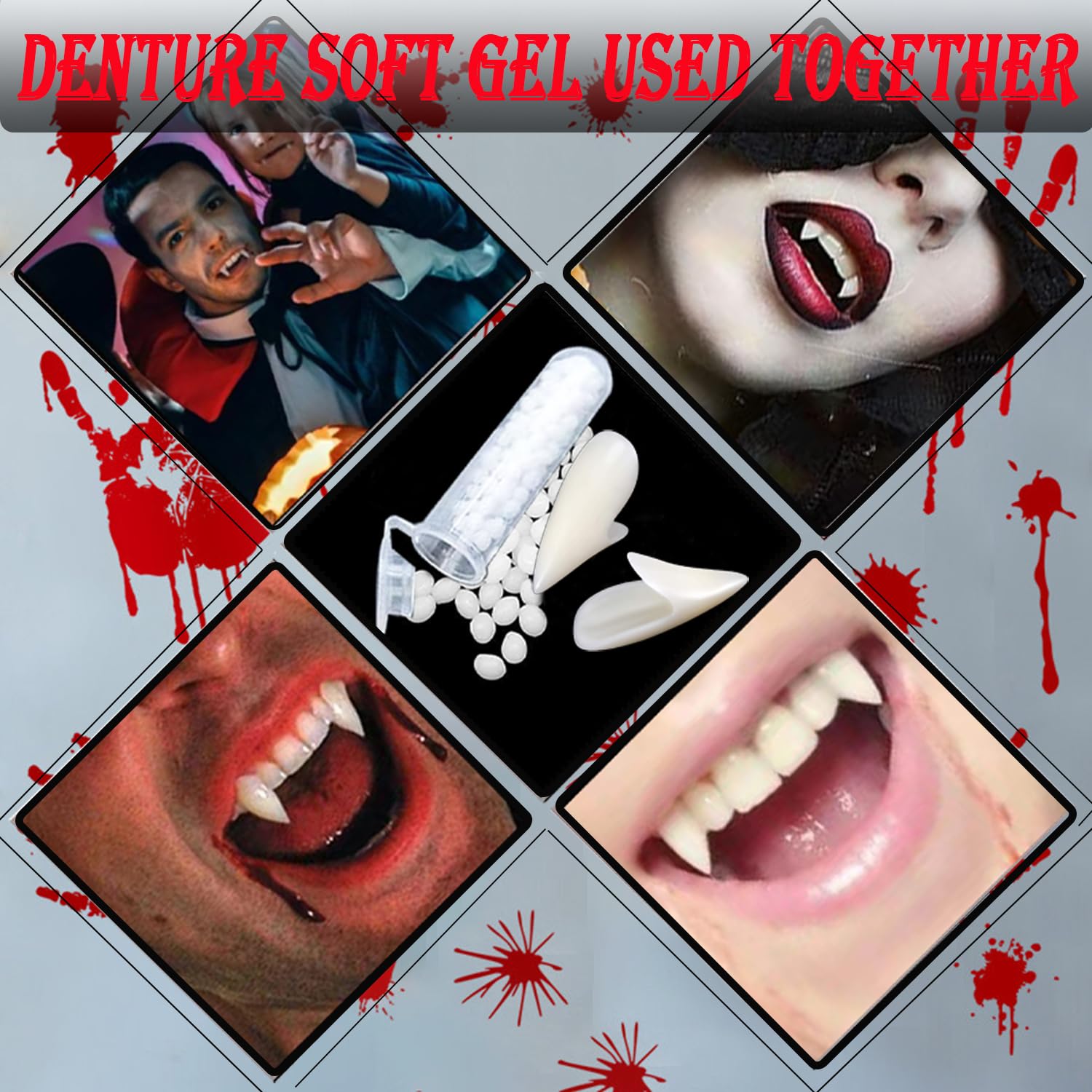 24 Paia Di Denti A Zanna Vampiro Per Halloween - Protesi Finte Per Cosplay