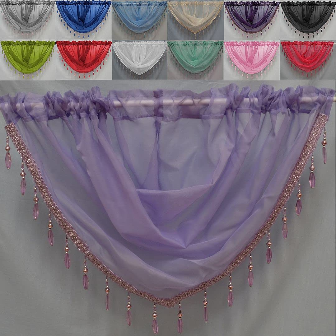 John Aird Crystal Beaded Voile Curtain Swag (Lilac)