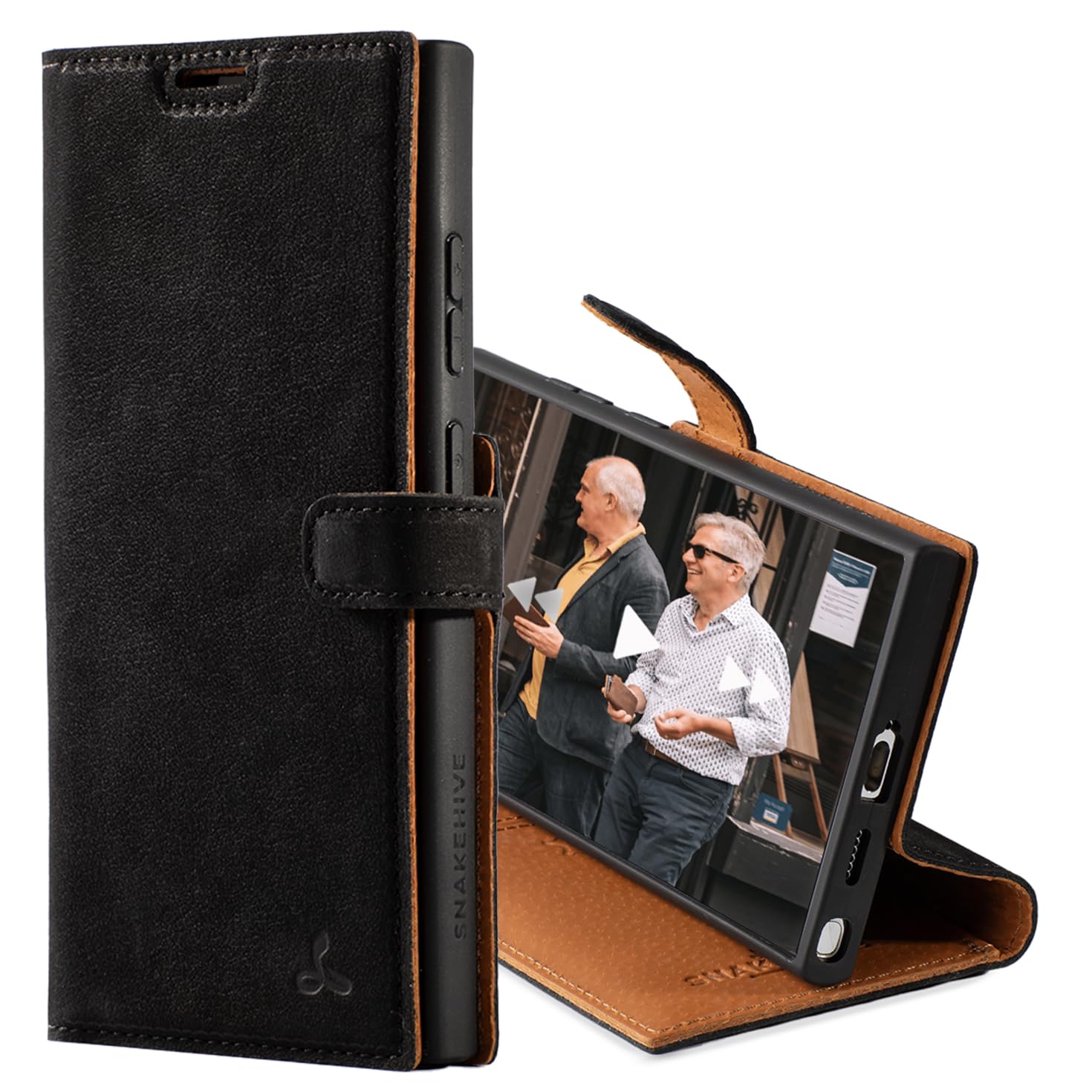 Snakehive Leather Wallet for Samsung Galaxy S25 Ultra - Real Leather Wallet Phone Case - Genuine Leather with Viewing Stand and 3 Card Holder - Flip