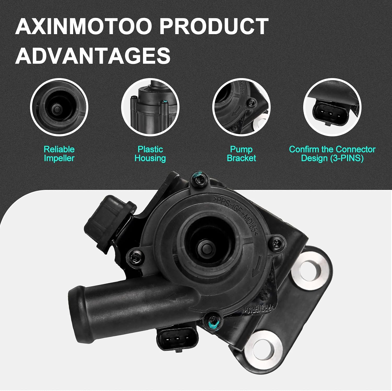 Auxiliary Water Pump DS7G8C419CB, Electric Engine Coolant Pump Replacement for Ford Escape 2017-2019, for Ford Fusion 2014 2015 2016 2017 2018 2019 L4 1.5L DS7G8C419CA DS7Z8C419C