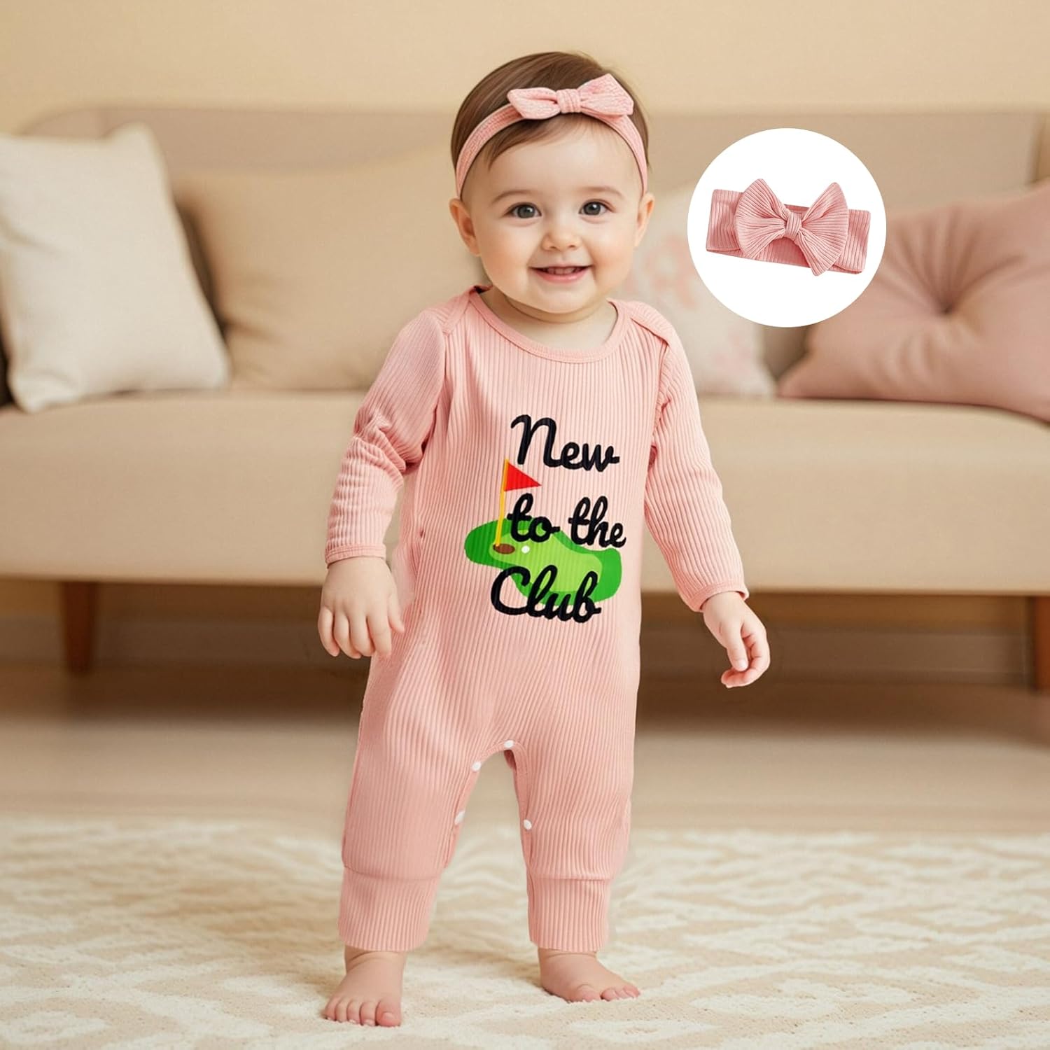 citgeett Baby Girl Newborn Clothes Football Golf Outfit Long Sleeve Romper Jumpsuit Infant Fall Winter Outfits Clothes - Image 2