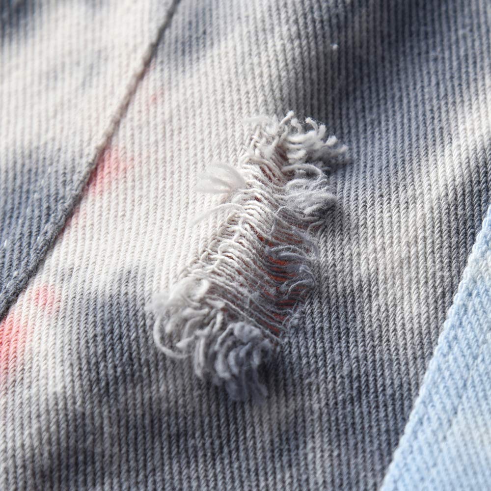 Meufam Toddler Baby Boy Girl Tie Dye Long Sleeve Denim Jacket Ripped Button Down Jean Jacket Coat Spring Fall Outerwear (Gray,120/4-5 Y,Unisex,Big Kid,US,Age,4 Years,5 Years)