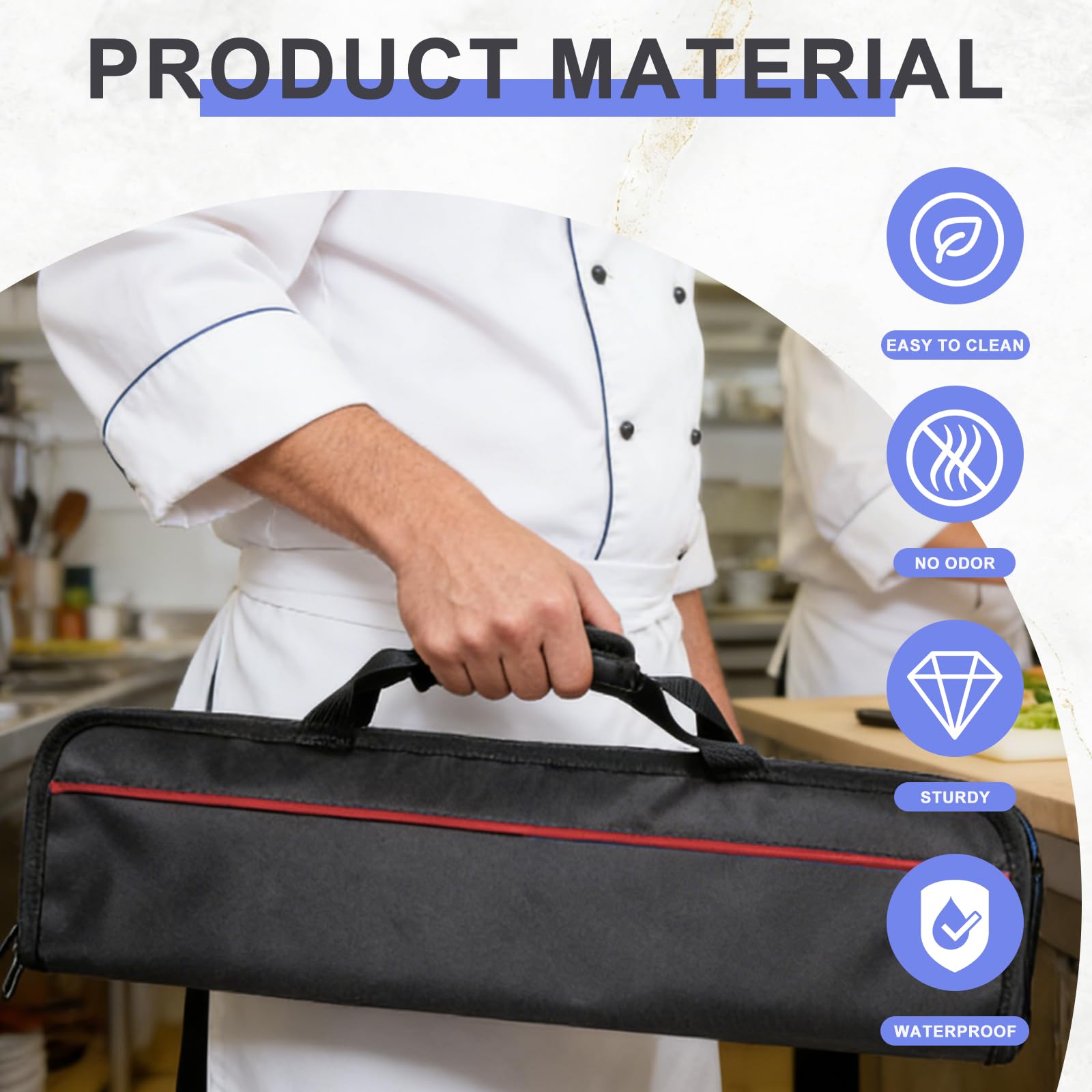 Borsa Coltelli Chef, Borsa Porta Coltelli, Custodia Coltelli, borsa coltelli Portatile, Custodie per coltelli e Cucchiai da Cucina per Campeggio ed Escursionismo, Nero
