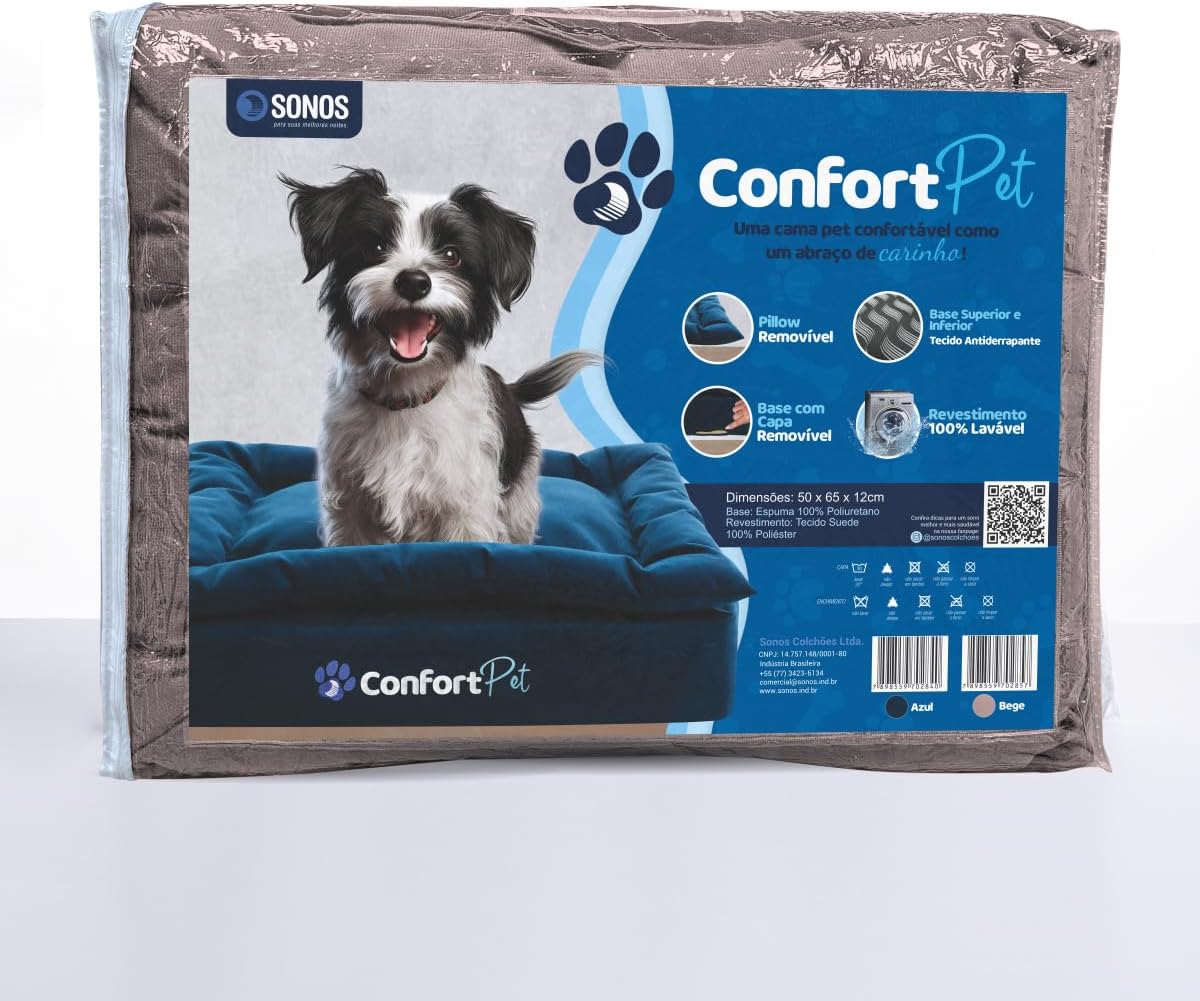 Cama Pequena Confort Pet Sonos com Pillow Removível (Bege)