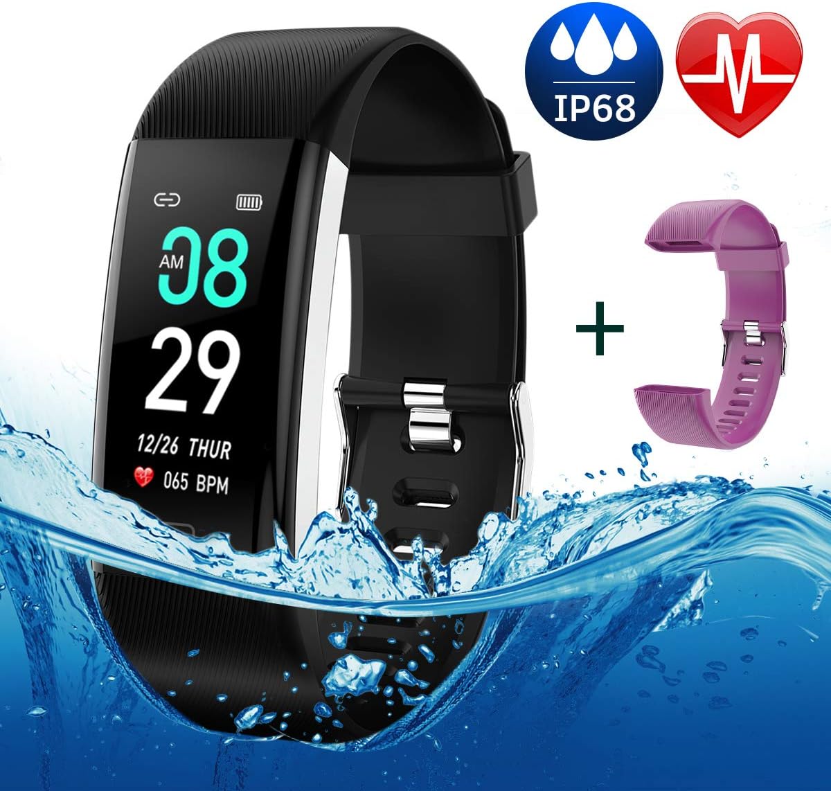 BETIMESYU Fitness Tracker Color Screen Waterproof Activity Tracker Smart Watch Remote Photography Heart Rate Blood Pressure Blood Oxygen Monitor Step Calorie Counter Pedometer for Women Men Kids