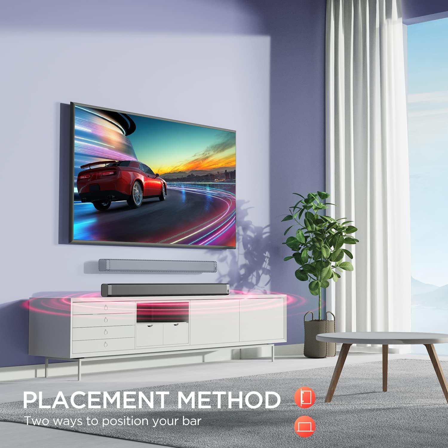 Soundbar, 37 inch Sound Bar for Smart TV, Bluetooth 5.0 TV Speaker with