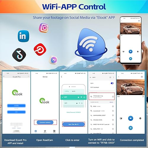 Miniatura 4 de Cámara de tablero de espejo 2K, 3 canales de 10.8 pulgadas, cámara de espejo retrovisor triple espejo Dash Cam visión nocturna, sensor G, asistencia