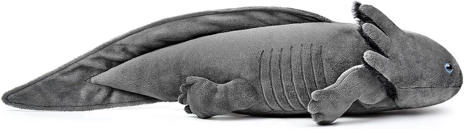 ZHONGXIN MADE Axolotl Plush - Black Axolotl Stuffed Animal, Realistic 18" Cute Ambystoma Creepy Amphibians Plush Toys, Unique Plush Gift Collection for Kids