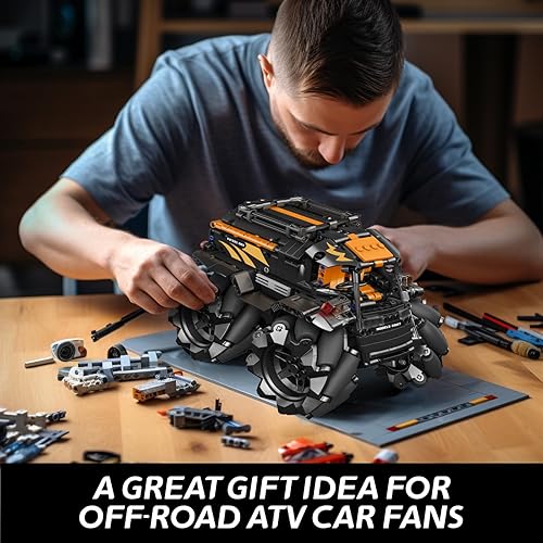 Miniatura 7 de Mould King Kit de bloques de construcción de automóvil ATV 20017, kit de modelo de carrito de ruedas todo terreno, automóvil de carreras Romote