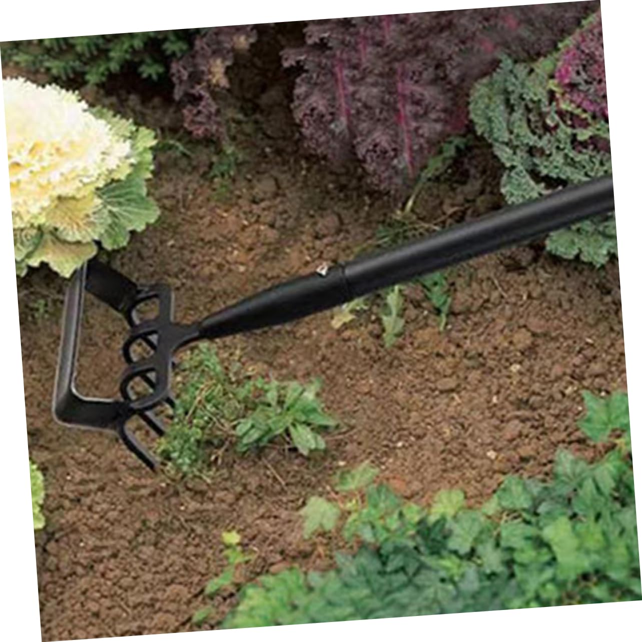 DOITOOL Rastrillo de Mano Multiusos para Jardín y Huerto, Azada de Estribo 3 Secciones 1,2 M Acero Inoxidable Resistente para Eliminar Malas Hierbas y Aflojar Tierra