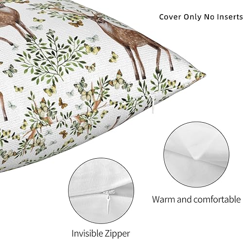 Miniatura 4 de YIPOCH Fundas de almohada de ciervo y mariposa de 22 x 22 pulgadas, fundas de cojín decorativas para sofá, fundas para cojines de sala, bonitas