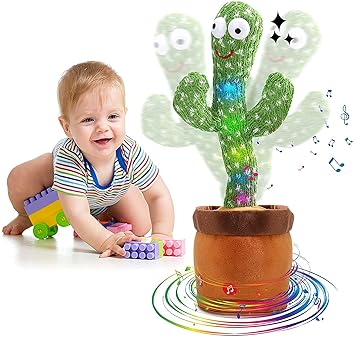 Dancing Cactus,Talking Cactus Toy,Sunny The Cactus Repeats What You Say,Electronic Dancing Cactus Toy with Lighting,Singing Cactus Recording and Repeat Your Words,Cactus Mimicking Toy for Kids