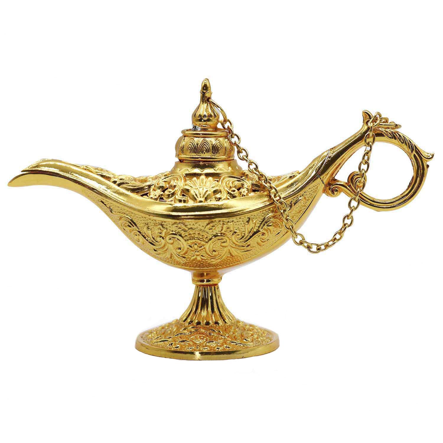 Aveson Gold Classic Vintage Collectable Rare Legend Hollow Aladdin Magic Genie Costume Lamp Home Table Decoration & Gift, Small,