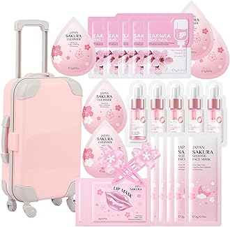 Skin Care Set with Cute Mini Luggage,Sakura Skin Care Sets & Kits,Pamper Sets For Teenagers Girls Gifts,Skin Care Set For Teenagers Girls 10-12 (One Size, Cherry Blossom-StyleC-Advanced Moisturizing)