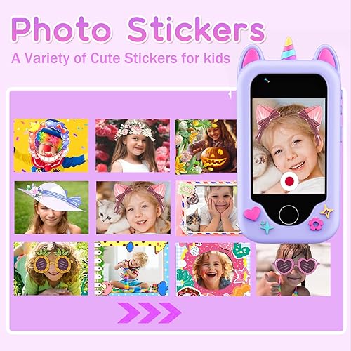 Miniatura 4 de Teléfono inteligente para niños, teléfono para niños pequeños con cámara, música, juegos y tarjeta de 32 GB, regalo de cumpleaños de Navidad,