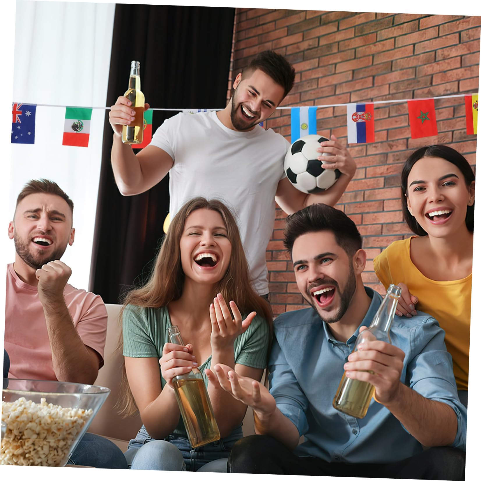 Guirnalda de Banderas del Mundo 2026 – 32 Equipos, Banderín de Banderas de Doble Cara, Decoración para Fiestas de Fútbol en Pubs, Bares, Jardines, Calles, Exteriores E Interiores, 10 M